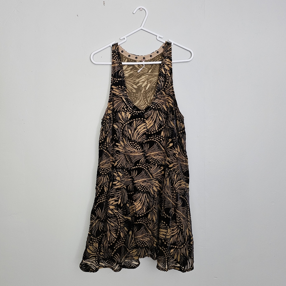 Free People Black & Tan Velvet Tank Dress/Tunic